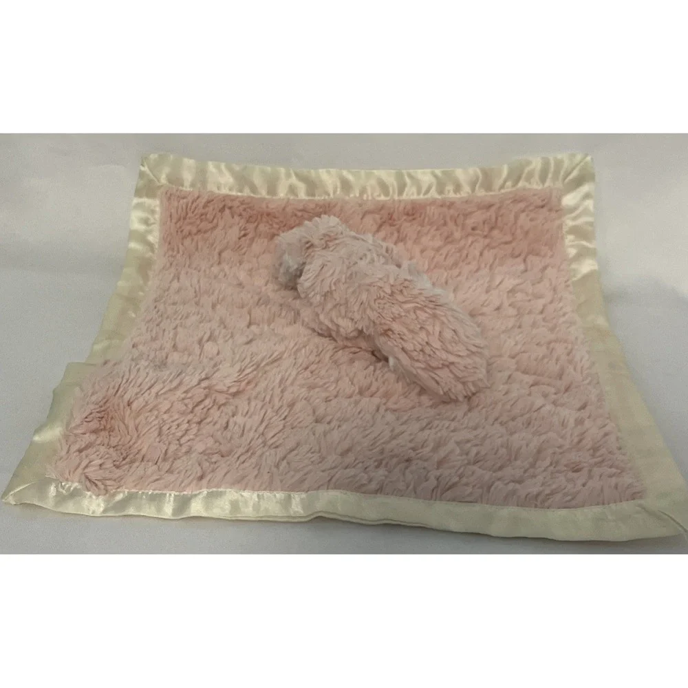 Mary Meyer Pink Bunny Rabbit Baby Security Blanket Lovey Lovie Satin Trim & Back
